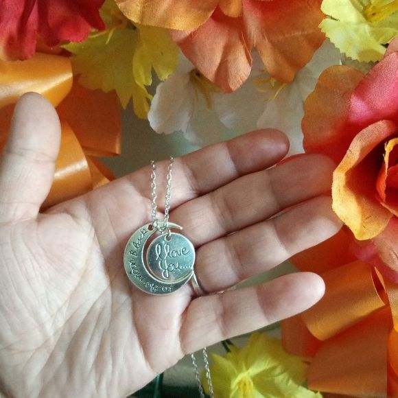 Silver necklace, I love you to the moon and back. - Picture 2 of 4